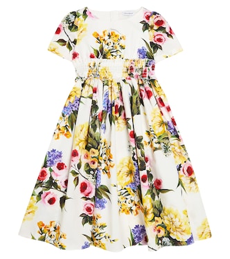 Bedrucktes Kleid aus Baumwollpopeline | Dolce&Gabbana Kids
