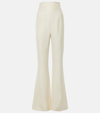 Pantalon évasé à taille haute en satin | Galvan