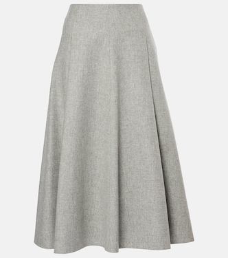 Falda midi de franela de cachemir y lana | Brunello Cucinelli