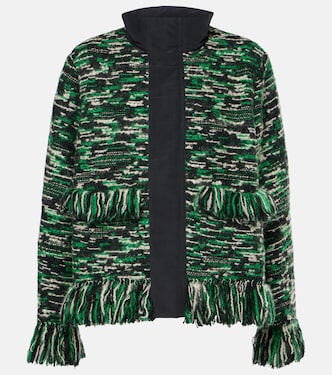 Giacca in tweed di misto lana con frange | Sacai