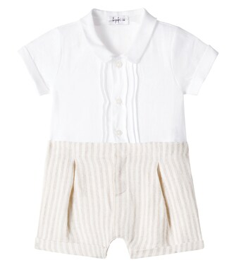 Baby - Tuta corta in lino a righe | Il Gufo