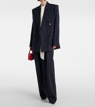 Pantalones tapered de lana con raya diplomática | Stella McCartney