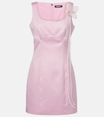 Floral-appliqué satin minidress | Rotate