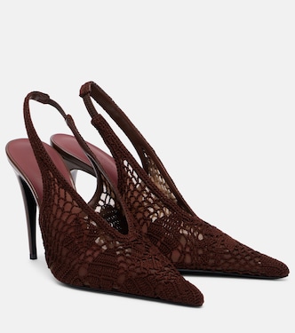 Crochet-trimmed leather slingback pumps | Magda Butrym