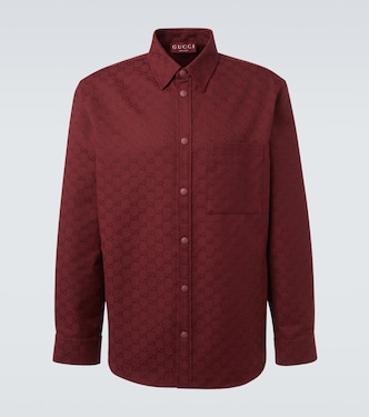 Camisa en mezcla de algodón con GG | Gucci