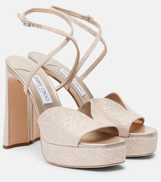 Karli 125 glitter platform sandals | Jimmy Choo