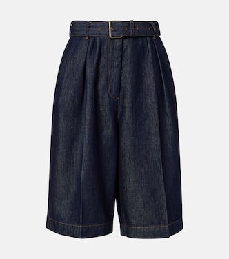 Pleated denim shorts | Dries Van Noten