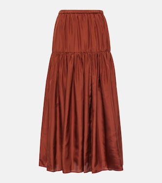 Falda midi Safina de seda plisada | Joseph