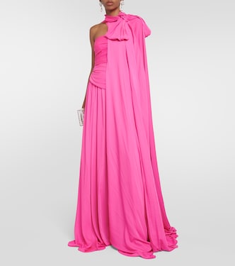 Draped chiffon cape gown | Safiyaa