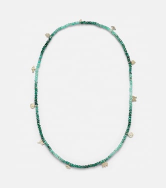 14kt gold charm necklace with emeralds | Sydney Evan
