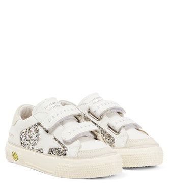Sneakers May School in pelle con glitter | Golden Goose Kids