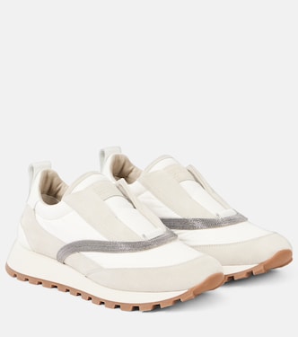 Monili leather-trimmed sneakers | Brunello Cucinelli