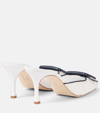 Maysale 70 leather-trimmed raffia mules | Manolo Blahnik