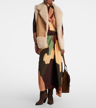 Faux shearling-trimmed suede vest | Johanna Ortiz