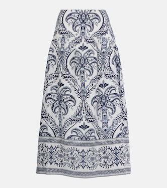 Falda midi Tropical Cameo de lino | Farm Rio