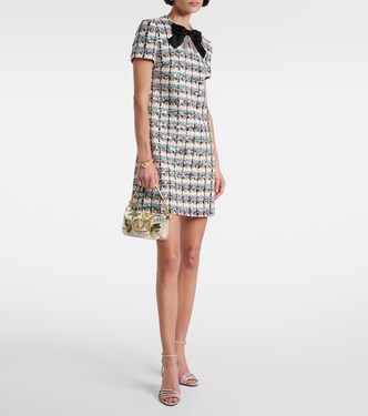 Embellished checked tweed minidress | Valentino
