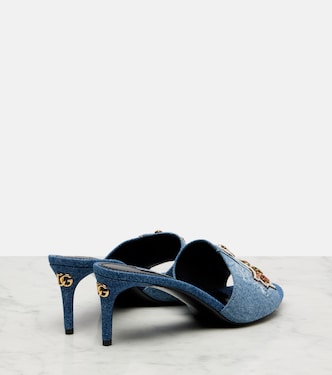 Crystal-embellished denim mules | Dolce&Gabbana