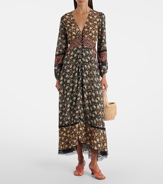 Raven printed crêpe de chine midi dress | Rixo