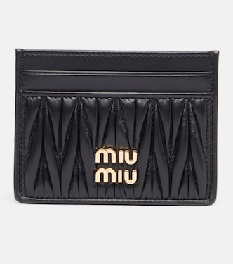 Logo matelassé leather card holder | Miu Miu