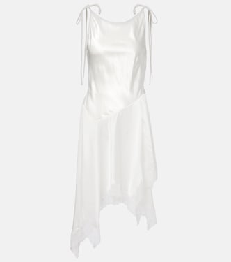 Asymmetric lace-trimmed satin minidress | Acne Studios
