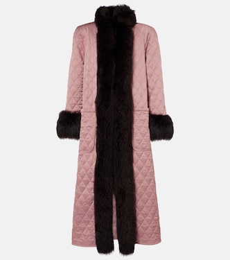 Quilted shearling-trimmed satin coat | Chloé