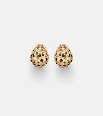 Lynx 9kt gold earrings with citrines, enamel, and diamonds | Yvonne Léon