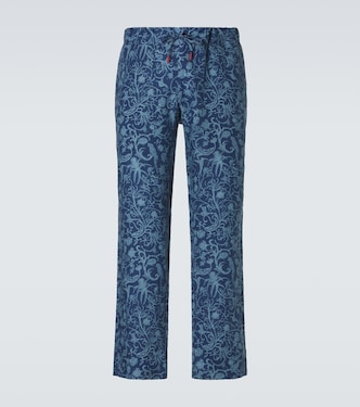 Printed linen straight pants | Kiton