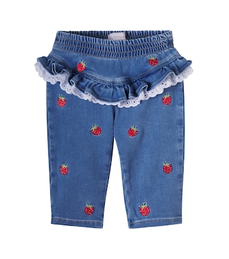 x Disney® baby embroidered ruffled jeans | Monnalisa