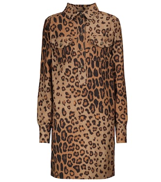 Leopard-print wool-blend minidress | Etro