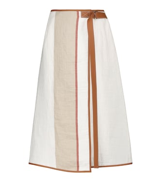 Falda de lino, algodón y piel | Loewe