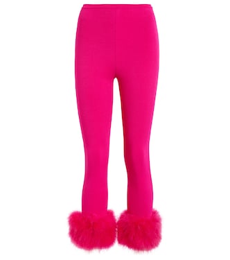 High-rise faux fur-trimmed leggings | Magda Butrym