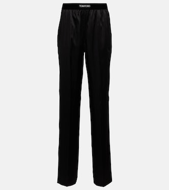 High-rise silk-blend satin pants | Tom Ford