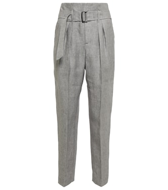 High-rise linen-blend pants | Brunello Cucinelli