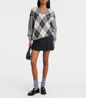 Calze in cashmere e lana con logo | Miu Miu
