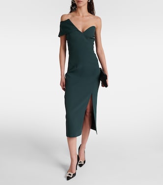 Vestido midi asimétrico Opal de crepé | Safiyaa