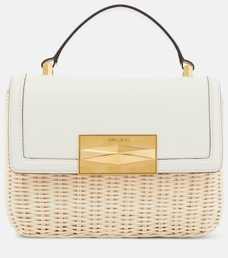 Diamond wicker and leather tote bag | Jimmy Choo