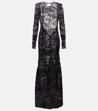Vestido de fiesta en encaje con lentejuelas | Victoria Beckham