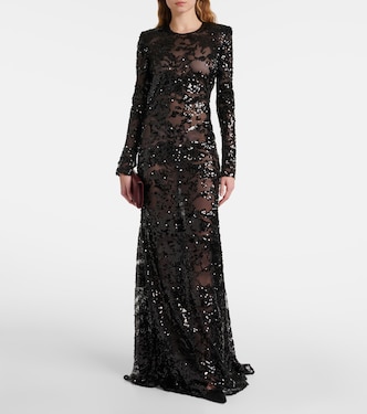 Sequined open-back lace gown | Victoria Beckham
