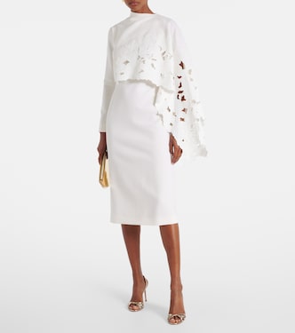 Cape-detail wool-blend midi dress | Oscar de la Renta