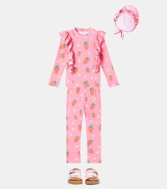 Strawberry ruffled swimsuit and cap set | Jellymallow