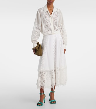 Paula's Ibiza - Gonna midi in cotone e seta | Loewe