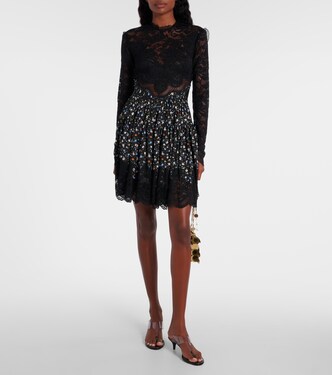 Vestido corto con encaje floral | Rabanne