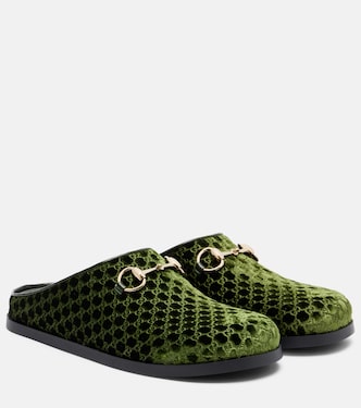 Horsebit GG velvet mules | Gucci