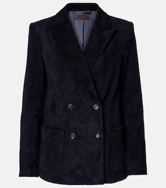 Suede double-breasted blazer | Stouls