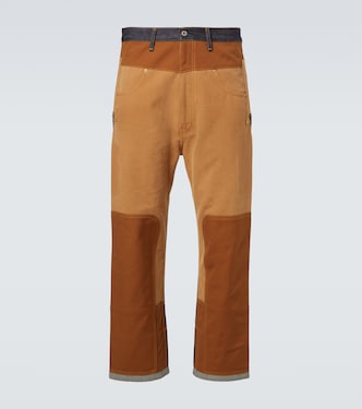 Patchwork denim and suede straight pants | Junya Watanabe