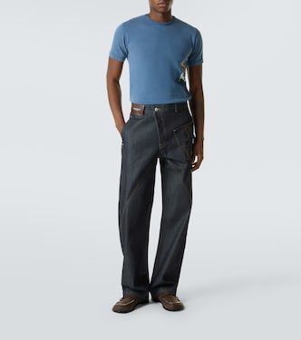 Twisted embroidered cotton wide-leg jeans | JW Anderson