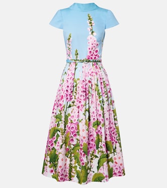 Floral cotton-blend poplin midi dress | Oscar de la Renta
