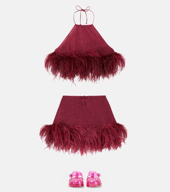 Lumière feather-trimmed skirt | Oséree Kids