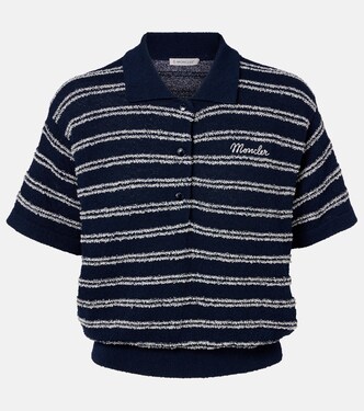 Logo striped cotton-blend polo sweater | Moncler