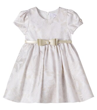 Baby bow-detail floral brocade dress | Monnalisa